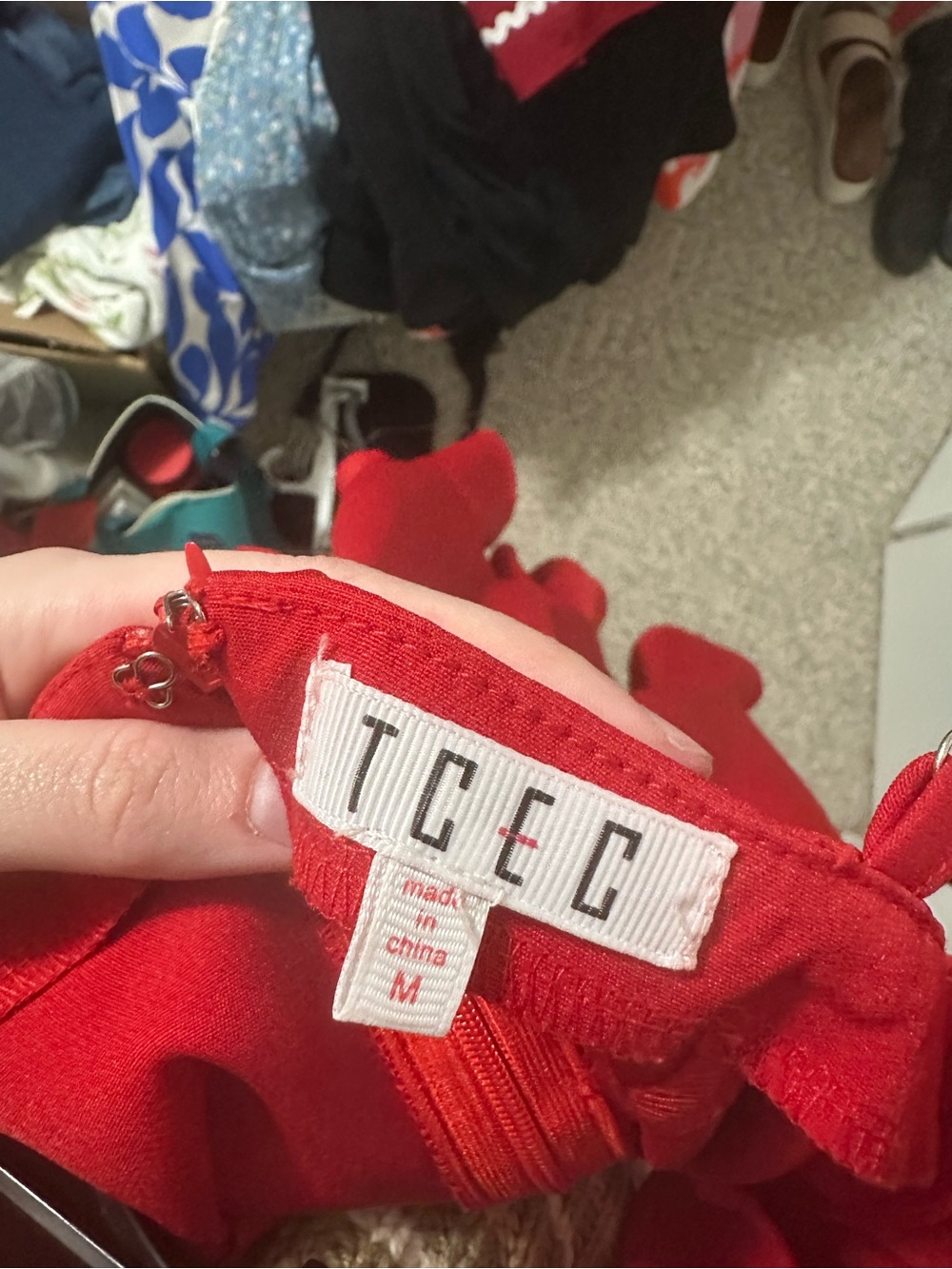 TCEC Red One-Shoulder Ruffle Cocktail Dress - Picture 2 of 3